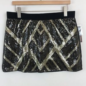 Authentic Icon Stretch Waist Bronze Sequin Skirt